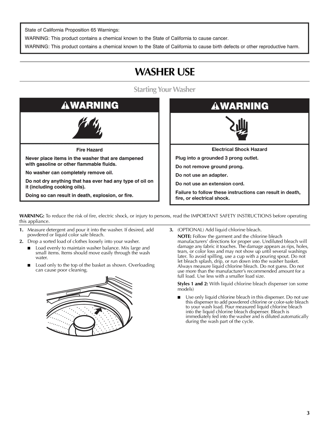 Maytag W10092798B, W10092799B-SP, MVWC6ESWW warranty Washer USE, Starting Your Washer 