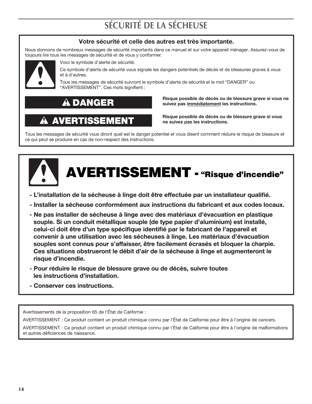 Maytag W10097016A-SP, W10097013A warranty Sécurité DE LA Sécheuse, Votre sécurité et celle des autres est très importante 