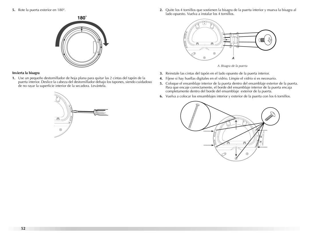 Maytag W10112937A manual Invierta la bisagra 