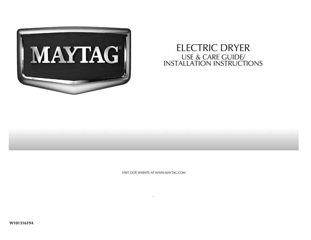 Maytag W10131619A installation instructions Electric Dryer 