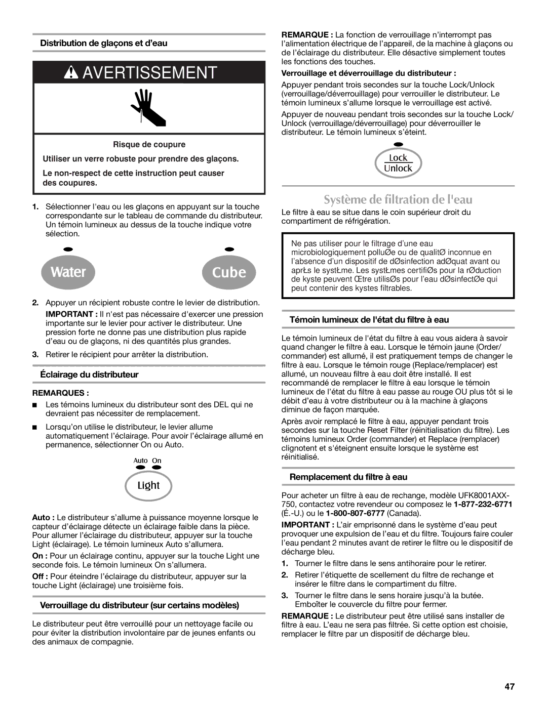 Maytag MFI2568AES, W10175444A, W10175477A installation instructions Système de filtration de leau 