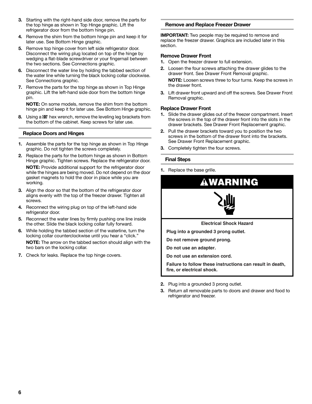 Maytag W10175444A Replace Doors and Hinges, Remove and Replace Freezer Drawer, Remove Drawer Front, Replace Drawer Front 