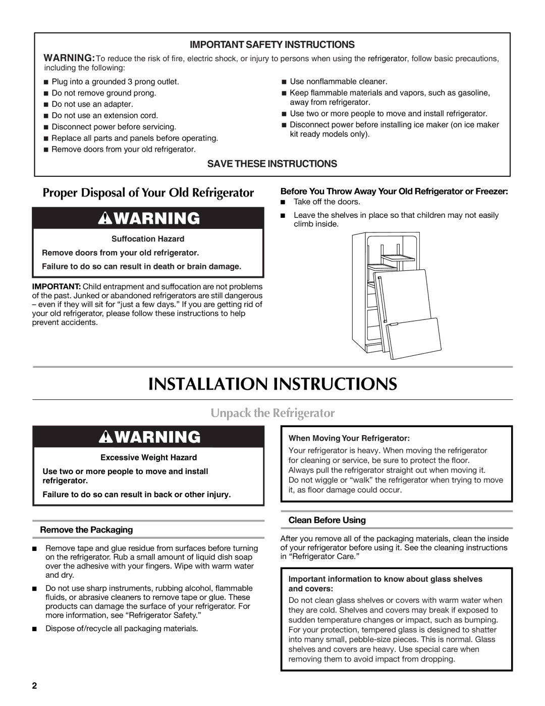 Maytag W10175486A Installation Instructions, Unpack the Refrigerator, Remove the Packaging, Clean Before Using 