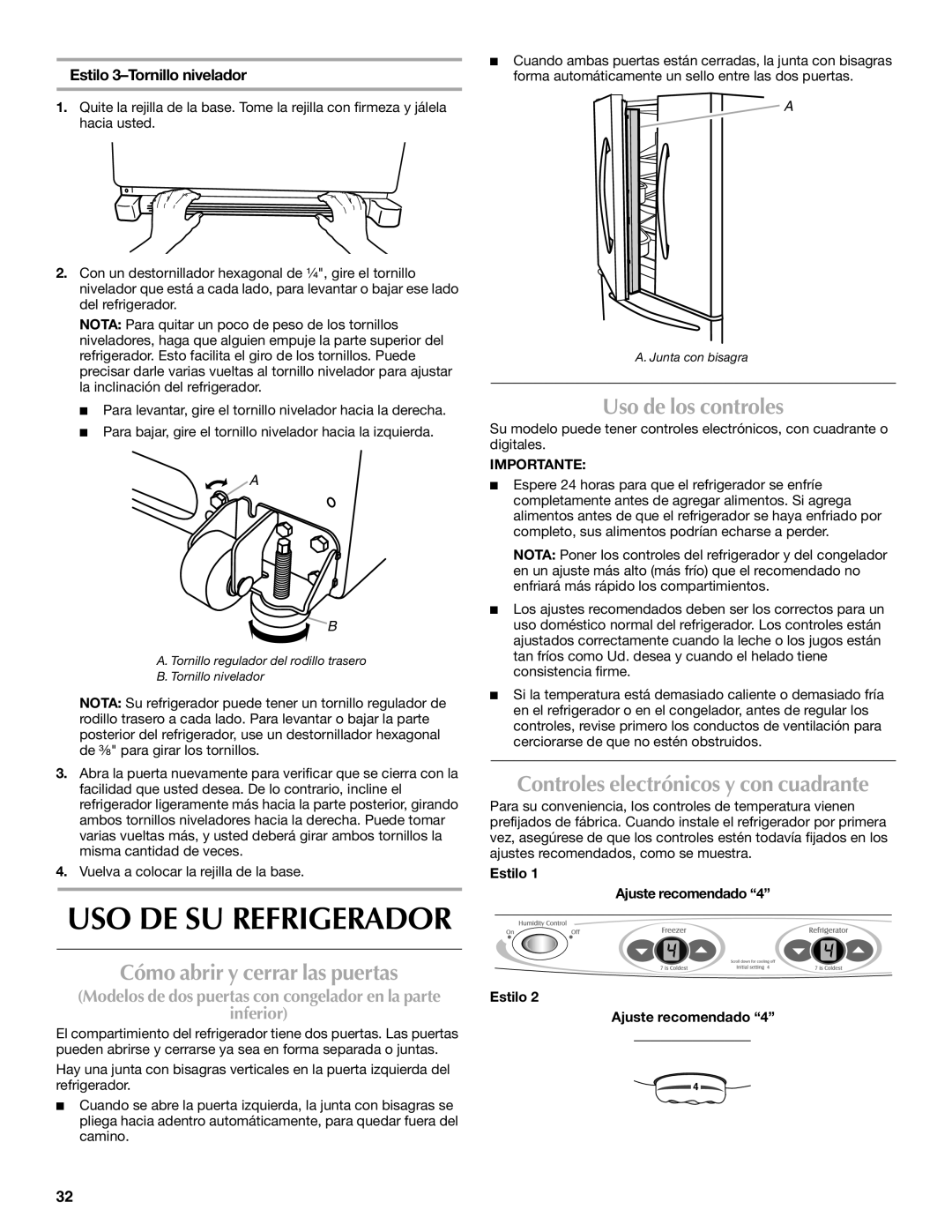 Maytag W10175486A Cómo abrir y cerrar las puertas, Uso de los controles, Controles electrónicos y con cuadrante 