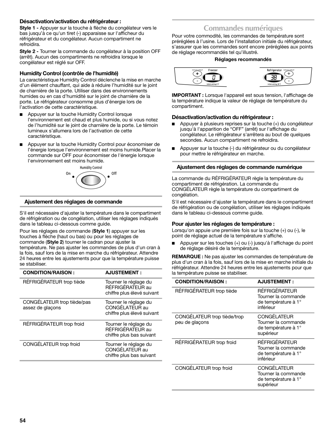 Maytag W10175486A installation instructions Commandes numériques 