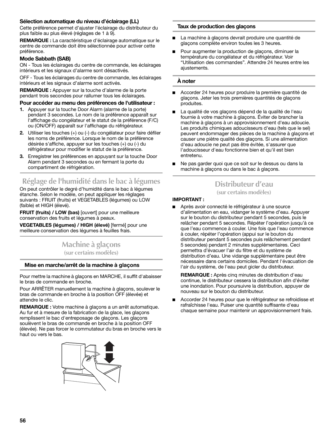 Maytag W10175486A installation instructions Machine à glaçons, Distributeur d’eau 