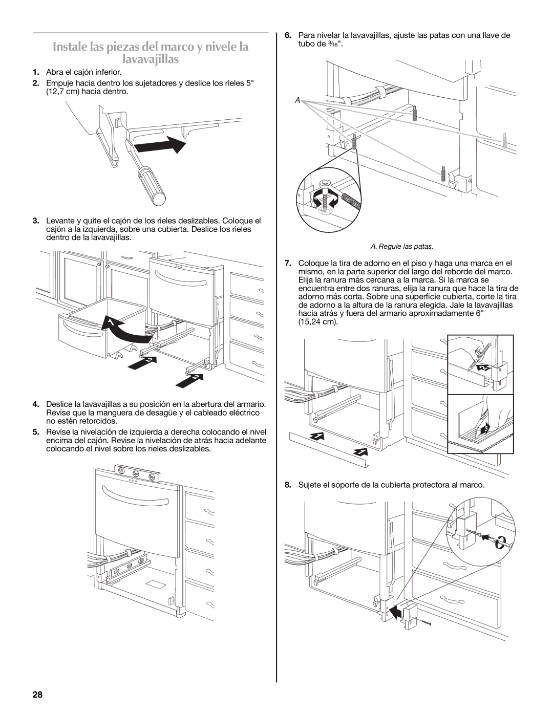 Maytag W10185071B installation instructions Lavavajillas, Regule las patas 