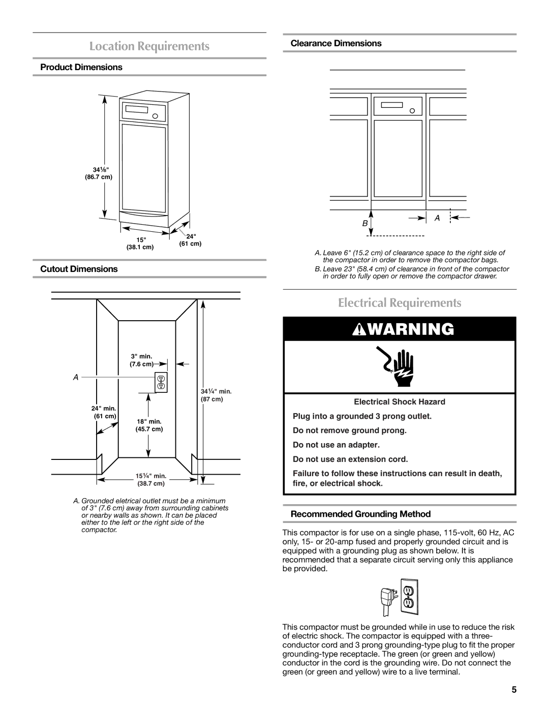 Maytag MTUC7000AWS, W10190314A manual Location Requirements, Electrical Requirements 