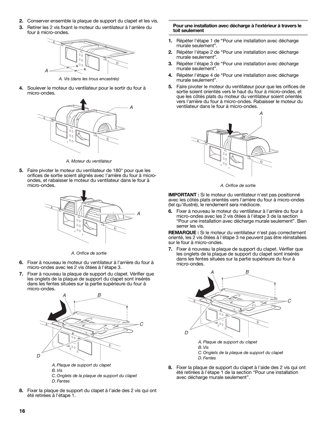 Maytag W10191953A installation instructions Vis dans les trous encastrés 