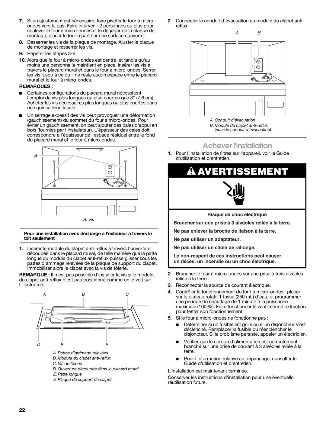 Maytag W10191953A installation instructions Achever linstallation 