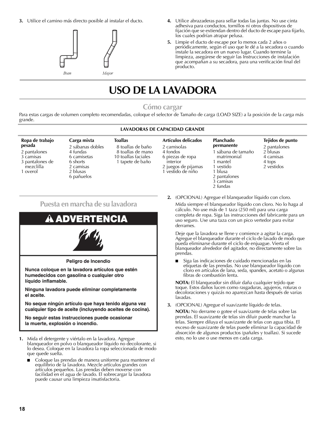 Maytag W10196552A warranty USO DE LA Lavadora, Cómo cargar, Puesta en marcha de su lavadora, Pesada, Permanente 