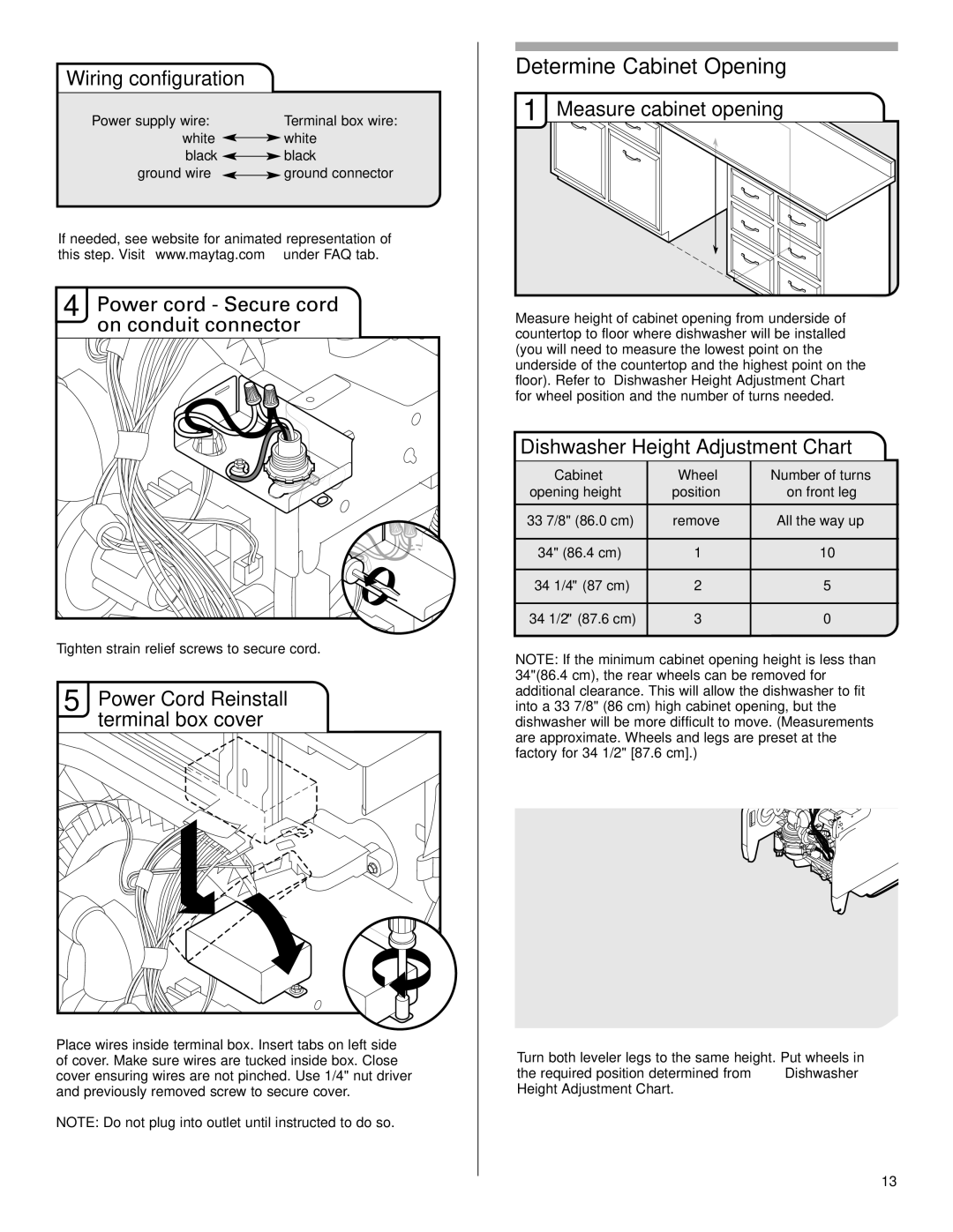 Maytag W10199707A installation instructions Determine Cabinet Opening 