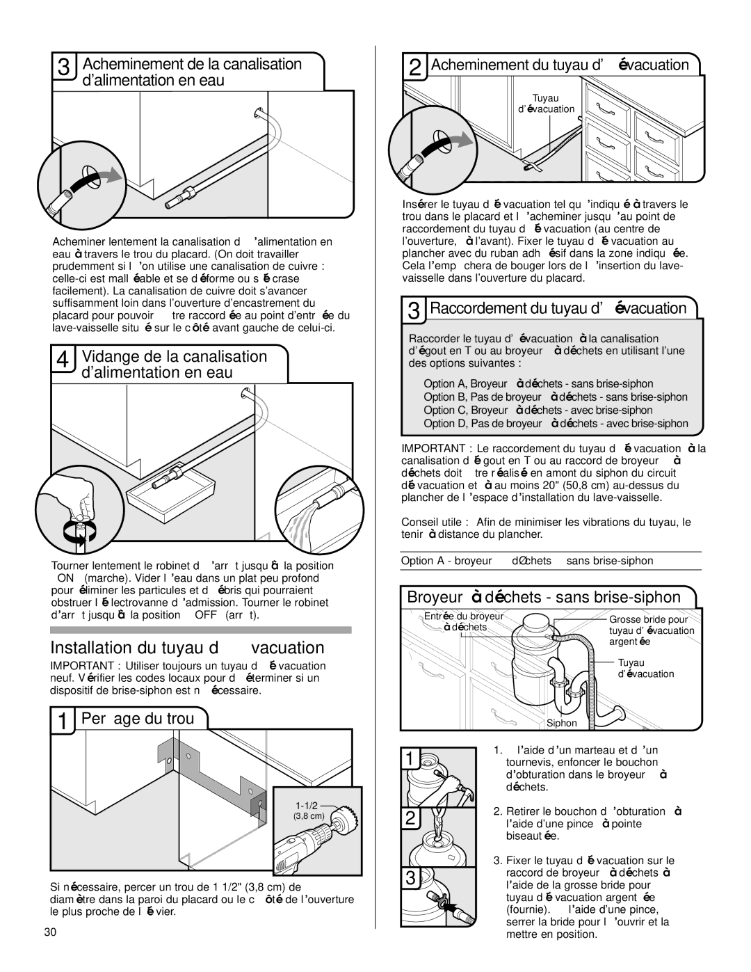 Maytag W10199707A installation instructions Installation du tuyau d’évacuation 