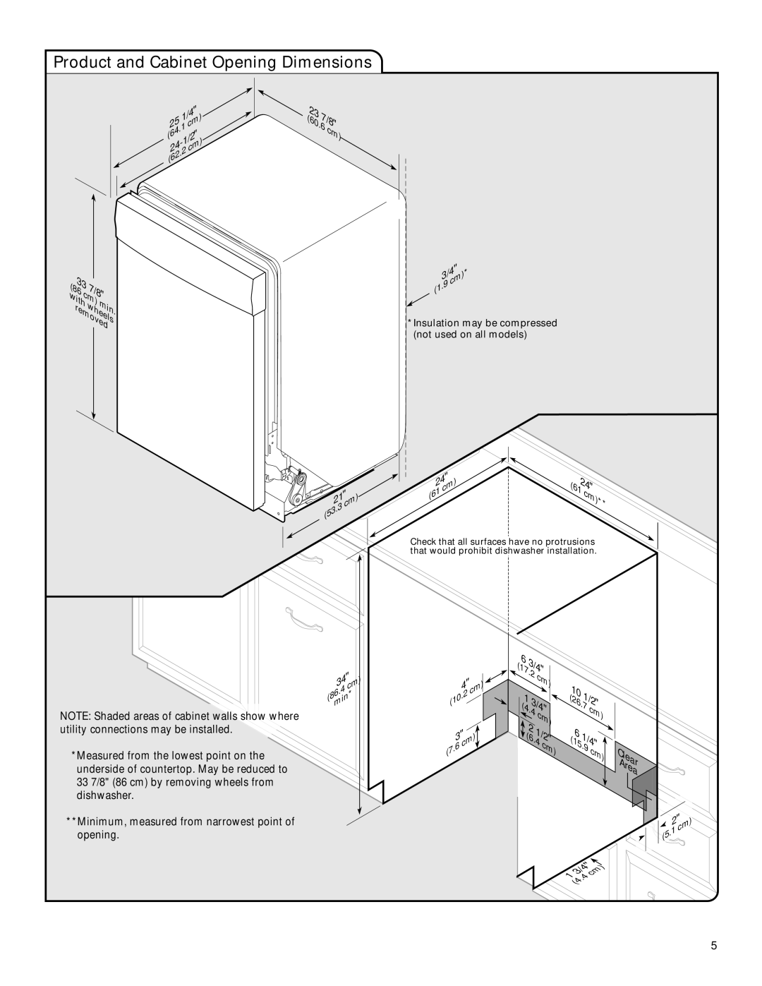 Maytag W10199707A installation instructions Product and Cabinet Opening Dimensions, Removed 