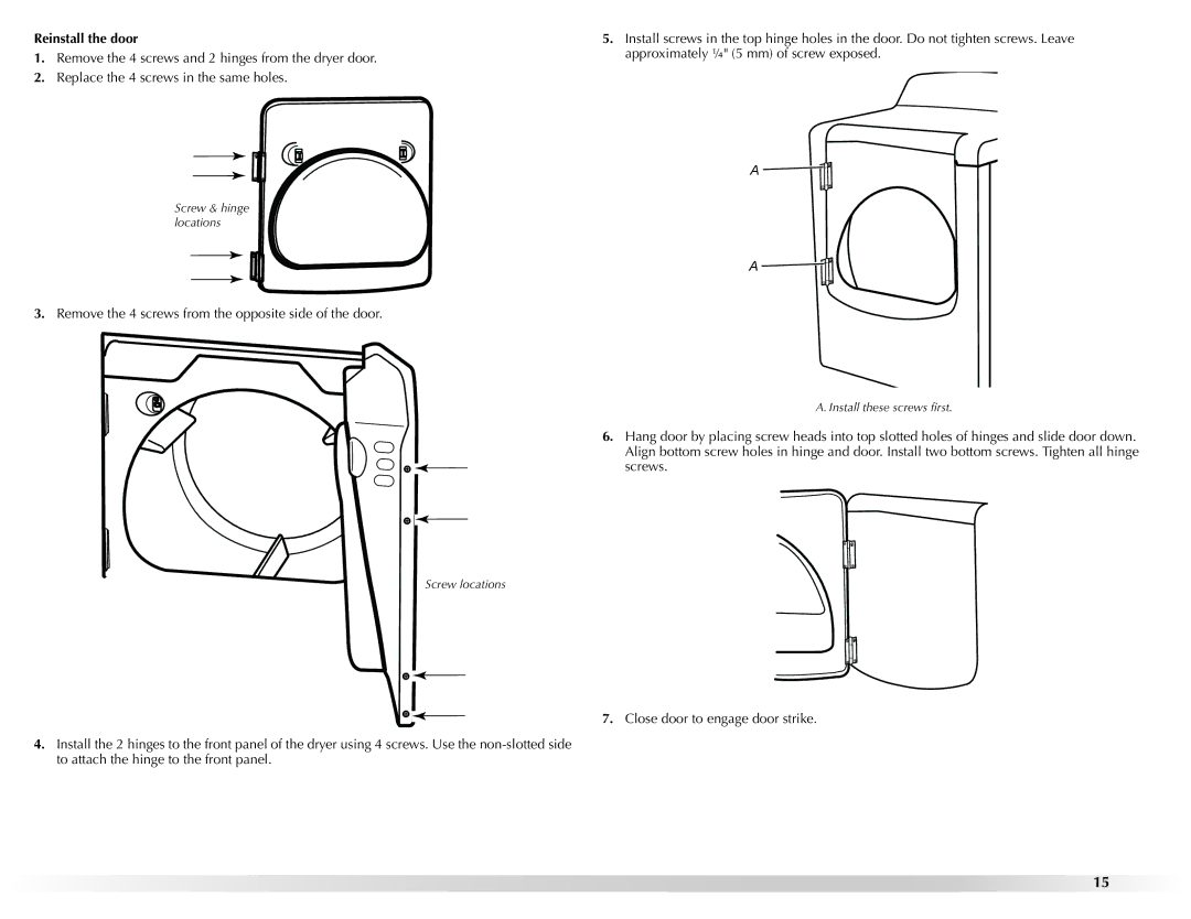 Maytag W10201177B manual Reinstall the door 