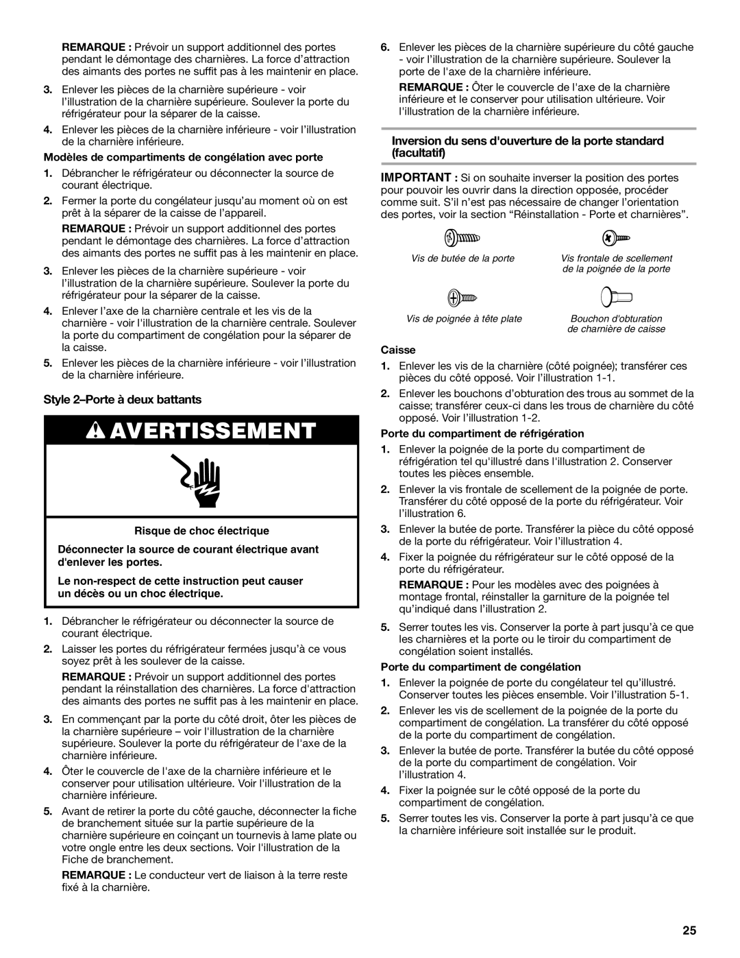 Maytag W10208789A Modèles de compartiments de congélation avec porte, Caisse, Porte du compartiment de réfrigération 