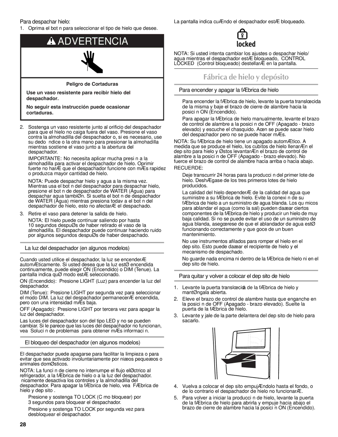 Maytag W10216897A, W10237808A installation instructions Fábrica de hielo y depósito 