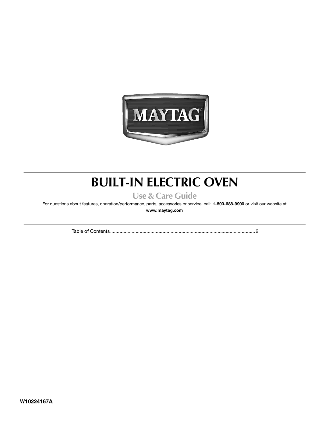 Maytag CWE5100ACB, W10224167A, CWE4100ACB, CWE4100ACE manual BUILT-IN Electric Oven 