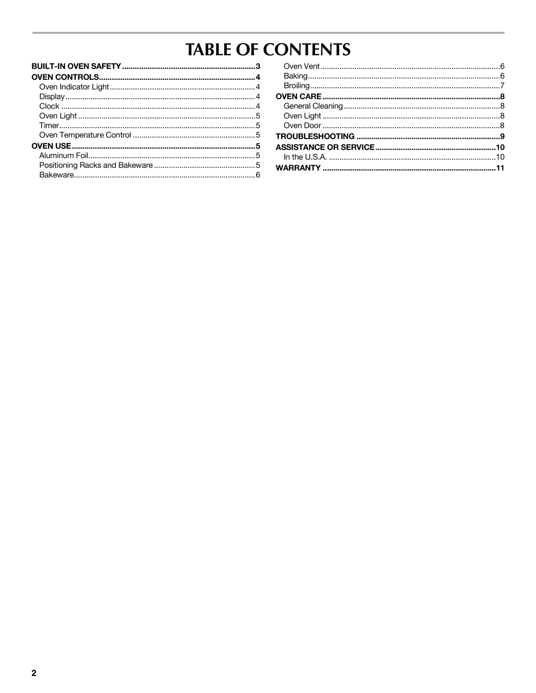 Maytag CWE4100ACB, W10224167A, CWE5100ACB, CWE4100ACE manual Table of Contents 