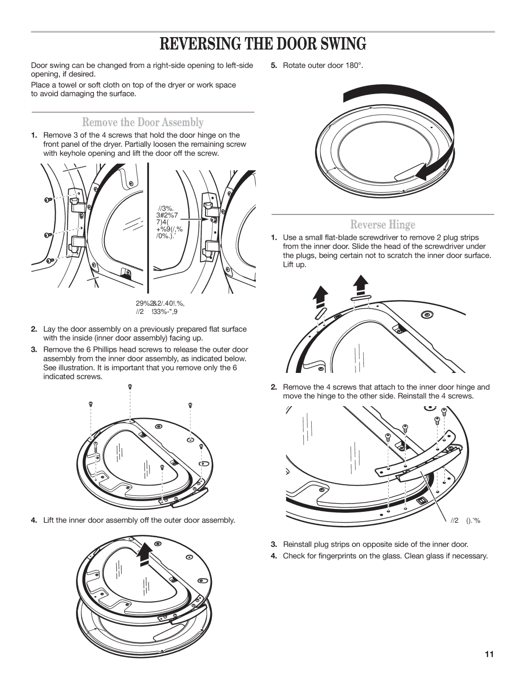 Maytag W10239207B installation instructions Reversing the Door Swing, Remove the Door Assembly, Reverse Hinge 