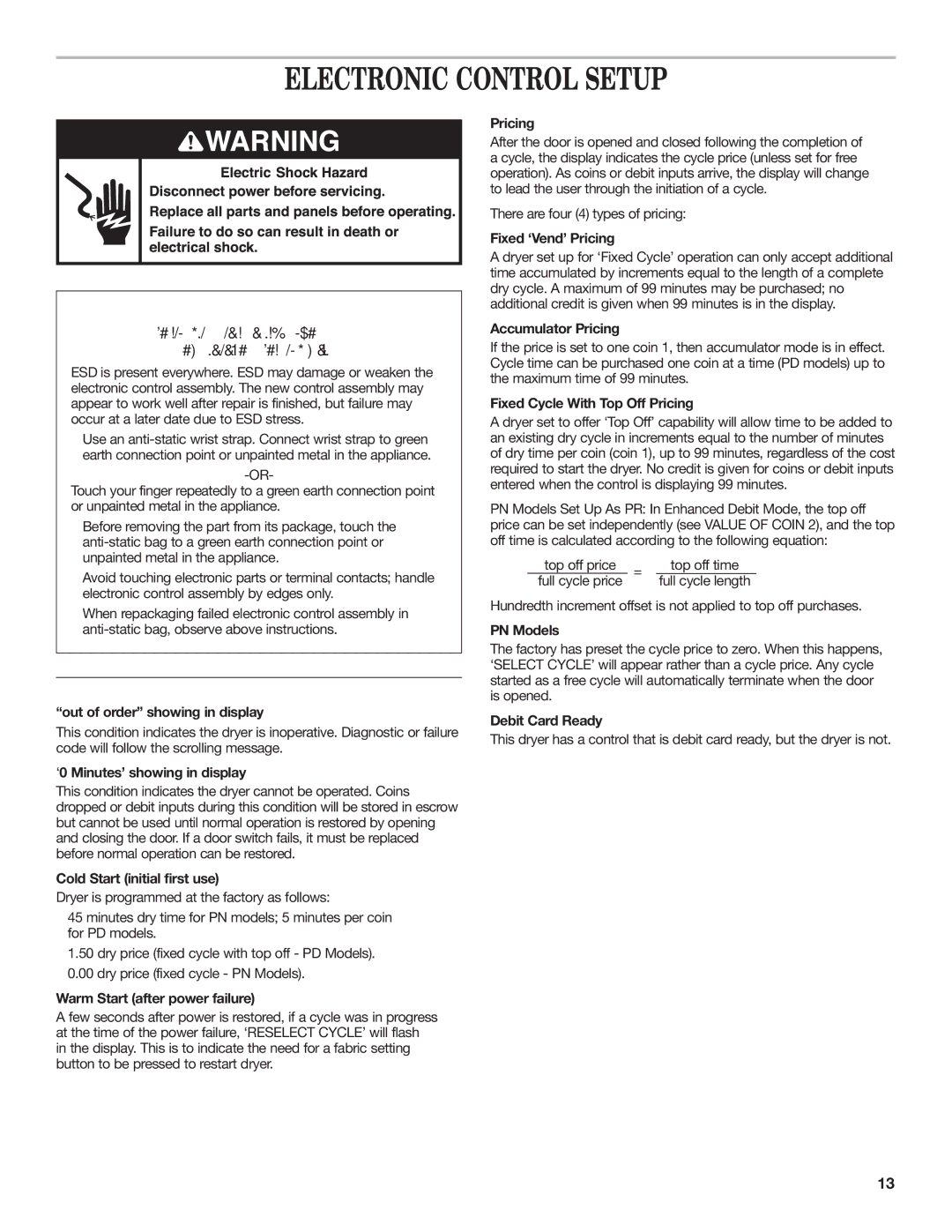 Maytag W10239207B installation instructions Electronic Control Setup, General User Information 