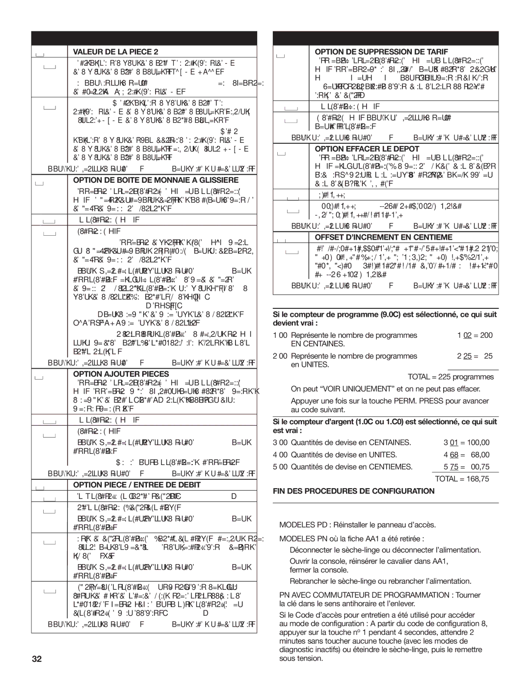 Maytag W10239207B Quitter LE Mode DE Configuration, Option DE Boite DE Monnaiea Glissiere, Option Effacer LE Depot 