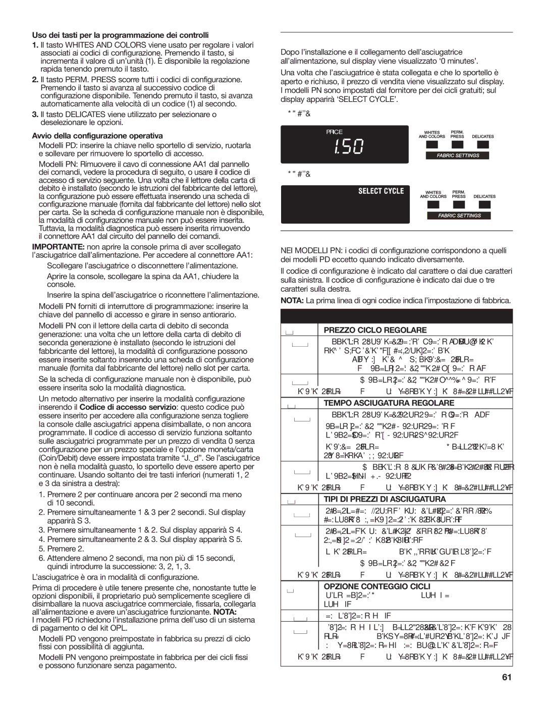 Maytag W10239207B Codici DI Configurazione, Prezzo Ciclo Regolare, Tempo Asciugatura Regolare, Opzione Conteggio Cicli 