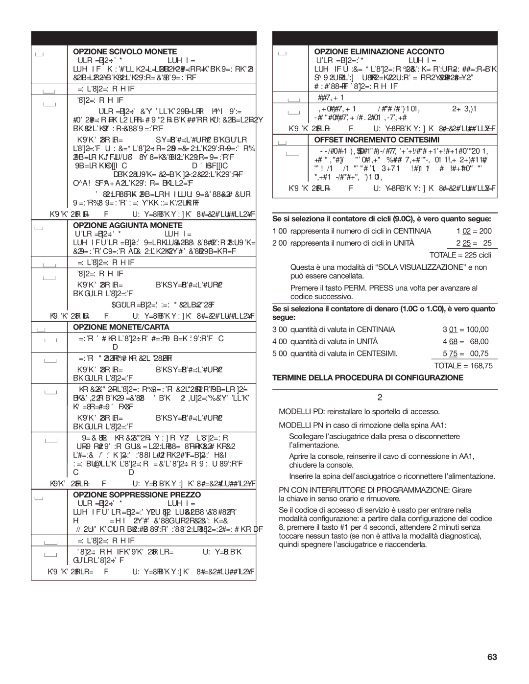 Maytag W10239207B installation instructions Uscita Dalla Modalità DI Configurazione 