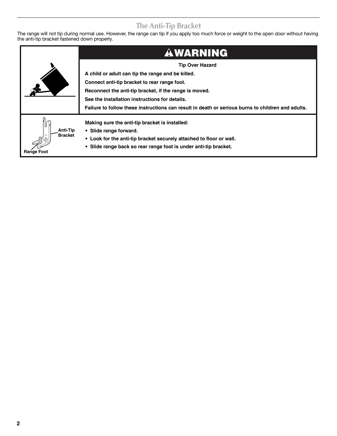 Maytag W10239461A warranty Anti-Tip Bracket 