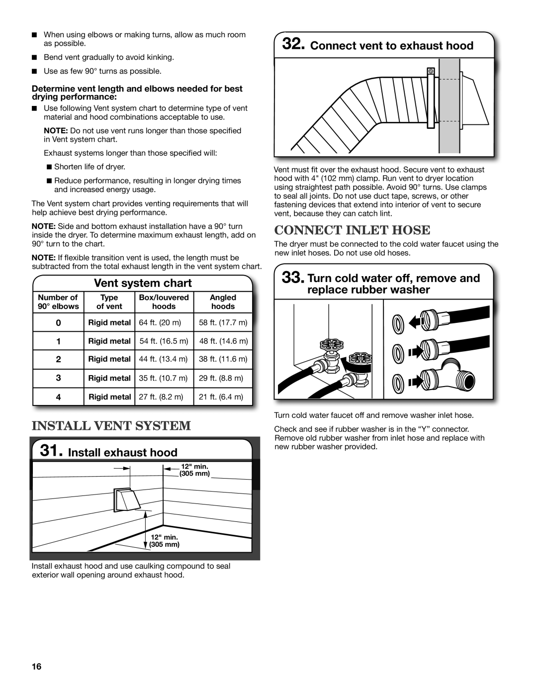 Maytag W10240579B, W10240583B-SP installation instructions INStall Vent System, Connect Inlet Hose 