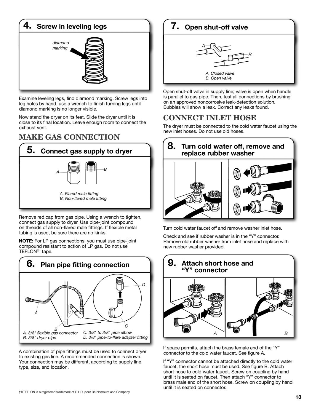 Maytag W10240585B-SP, W10240584B, MGDE200XW installation instructions Make GAS Connection, Connect Inlet Hose 