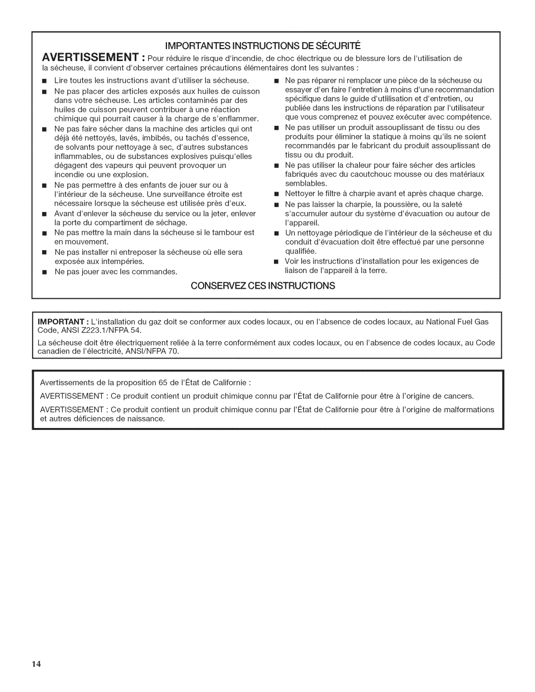 Maytag W10240878A quick start Importantes Instructions DE StCURITt 