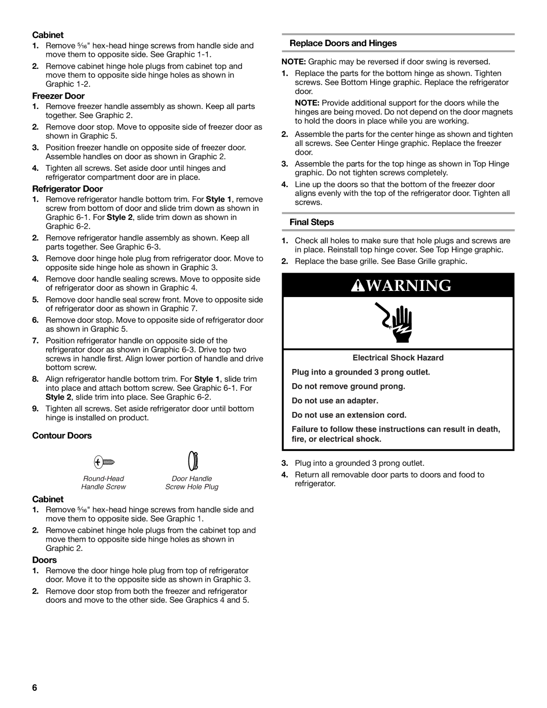 Maytag W10249206A Cabinet, Freezer Door, Refrigerator Door, Contour Doors, Replace Doors and Hinges, Final Steps 