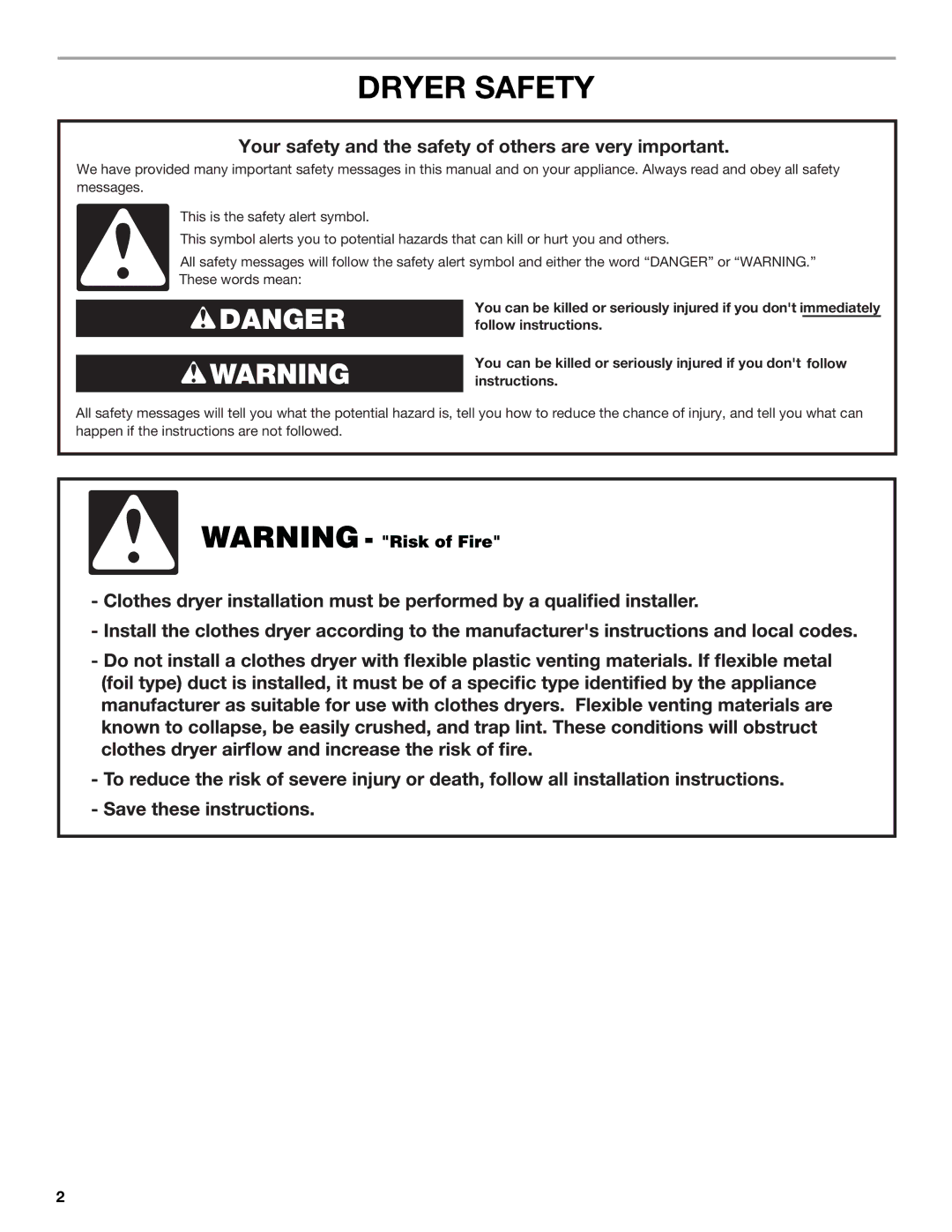 Maytag MGDB850WL, W10267631A-SP, W10261614A Dryer Safety, Your safety and the safety of others are very important 