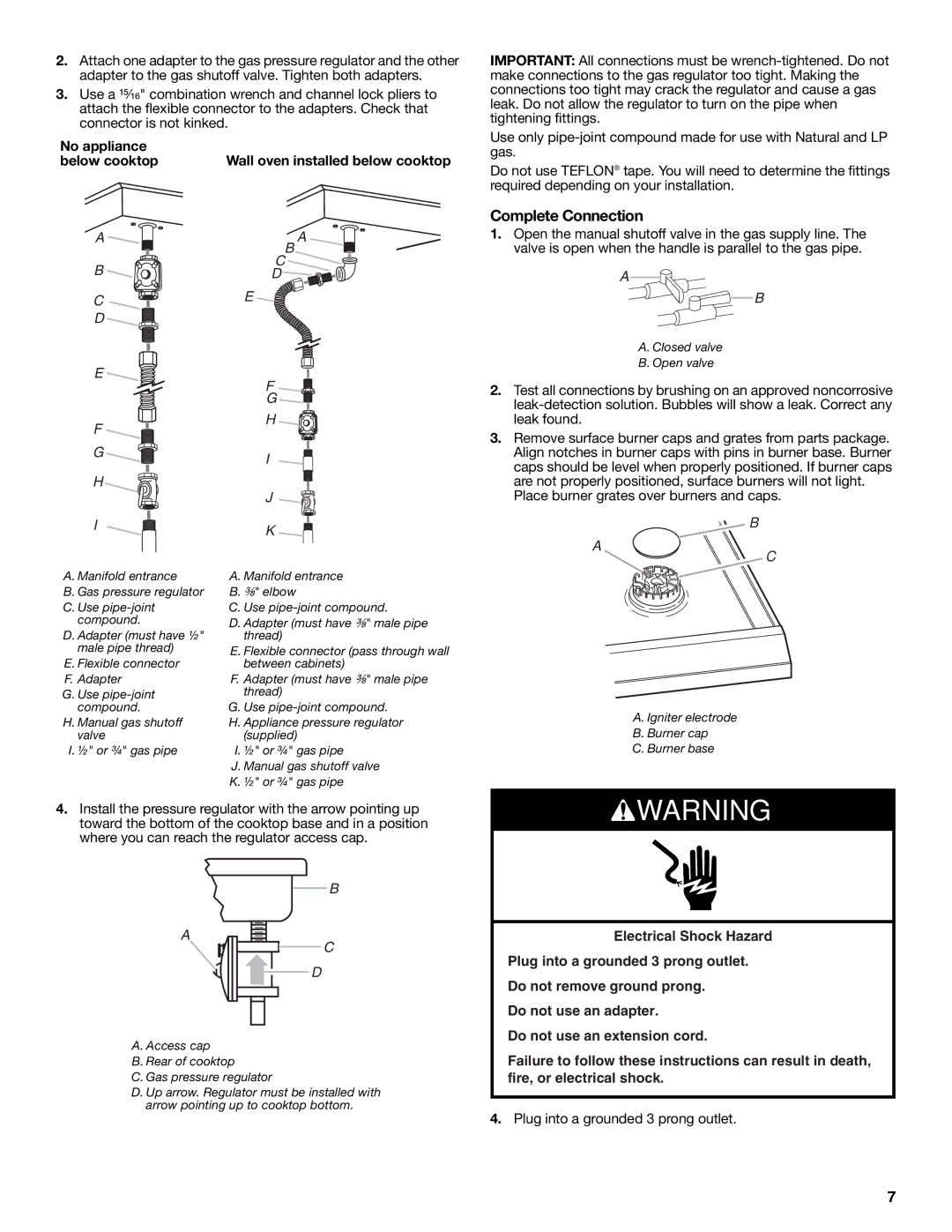 Maytag W10268392A Complete Connection, No appliance below cooktop, Wall oven installed below cooktop 