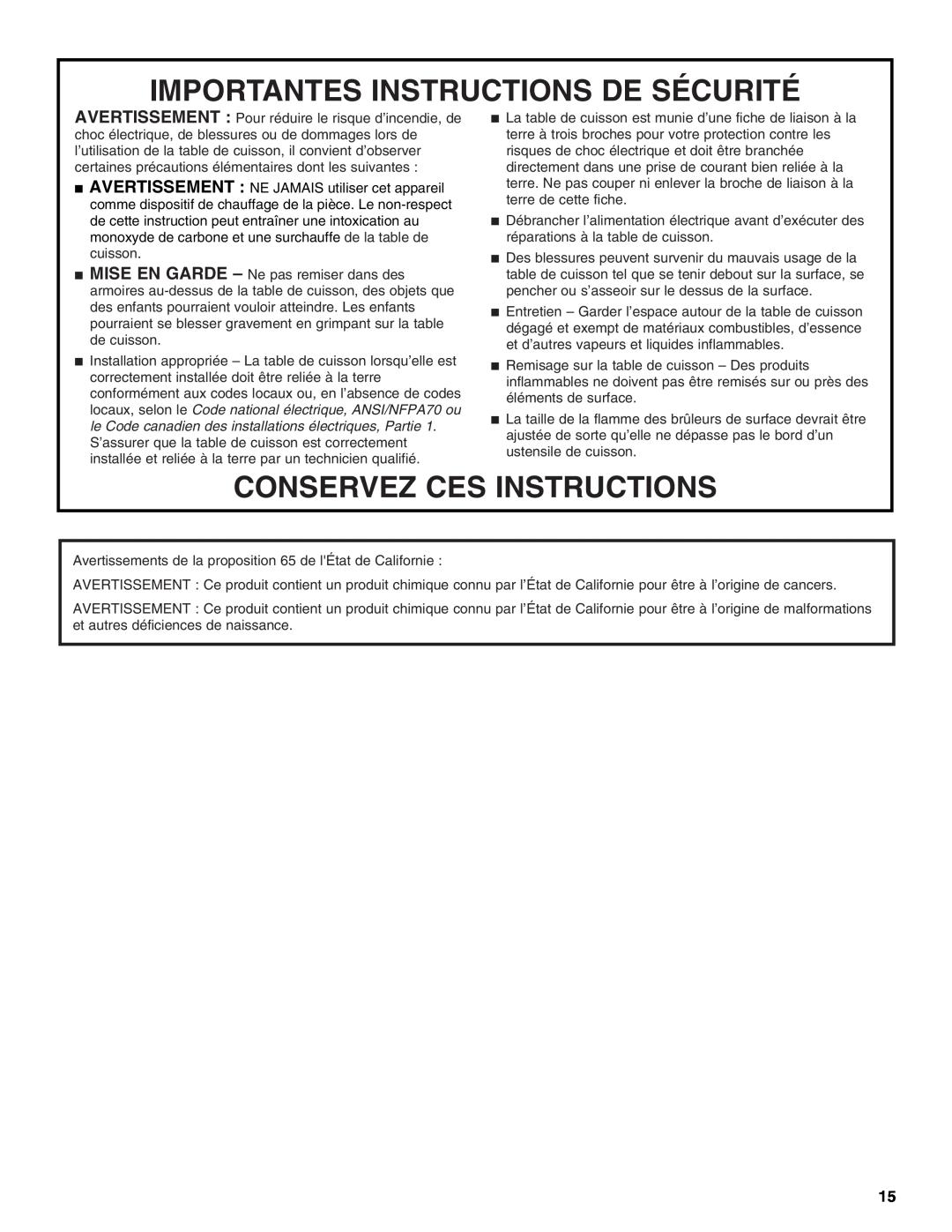Maytag W10268401A manual Importantes Instructions De Sécurité, Conservez Ces Instructions 