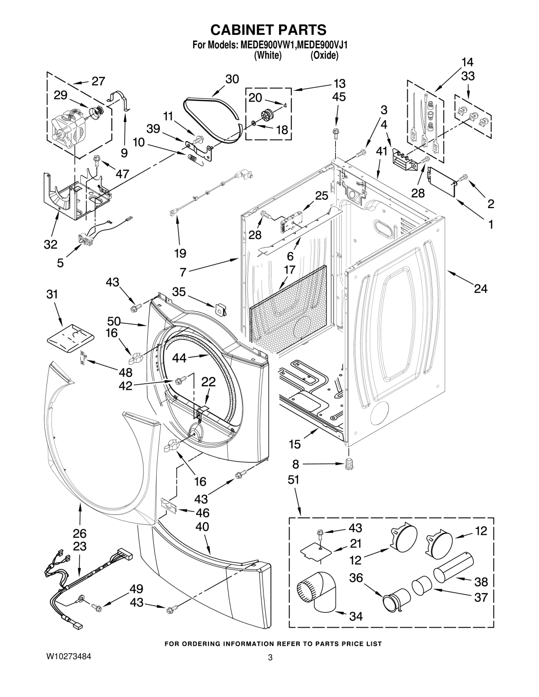 Maytag W10273484 manual Cabinet Parts 