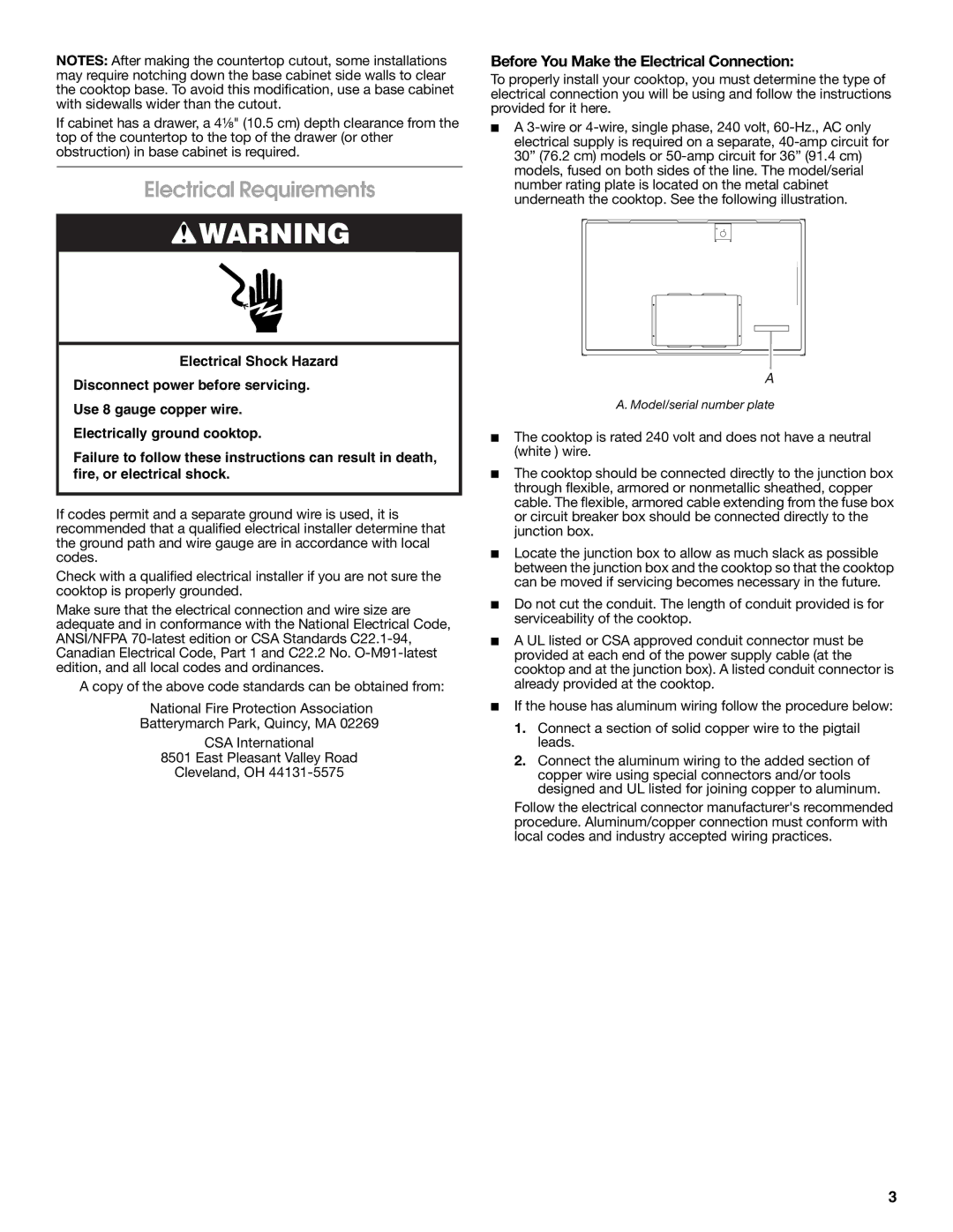 Maytag W10274255A installation instructions Electrical Requirements, Before You Make the Electrical Connection 