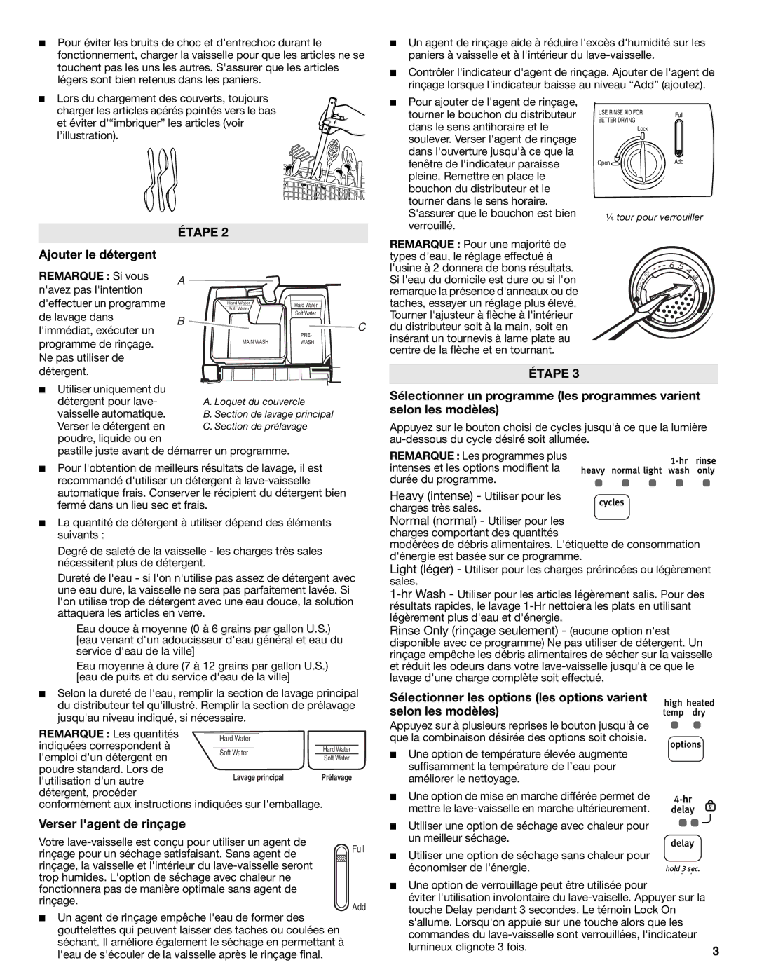 Maytag W10275149A, W10275148A, MDB4630AWS Ajouter le détergent, Verser lagent de rinçage, Remarque Si vous 