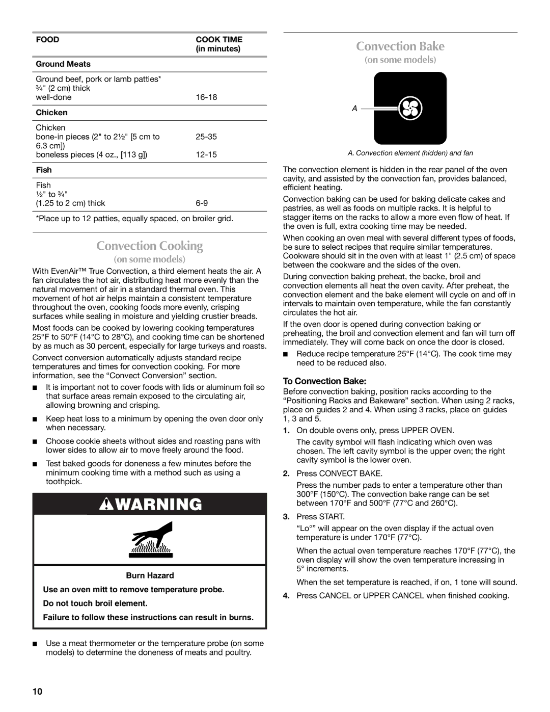Maytag W10276986B manual Convection Cooking, To Convection Bake 
