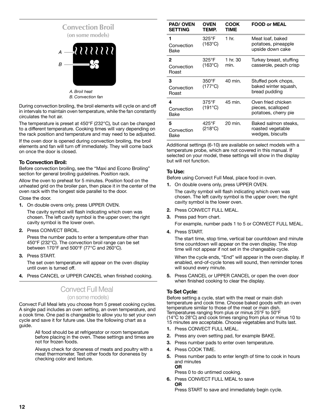 Maytag W10276986B manual To Convection Broil, To Use, To Set Cycle 