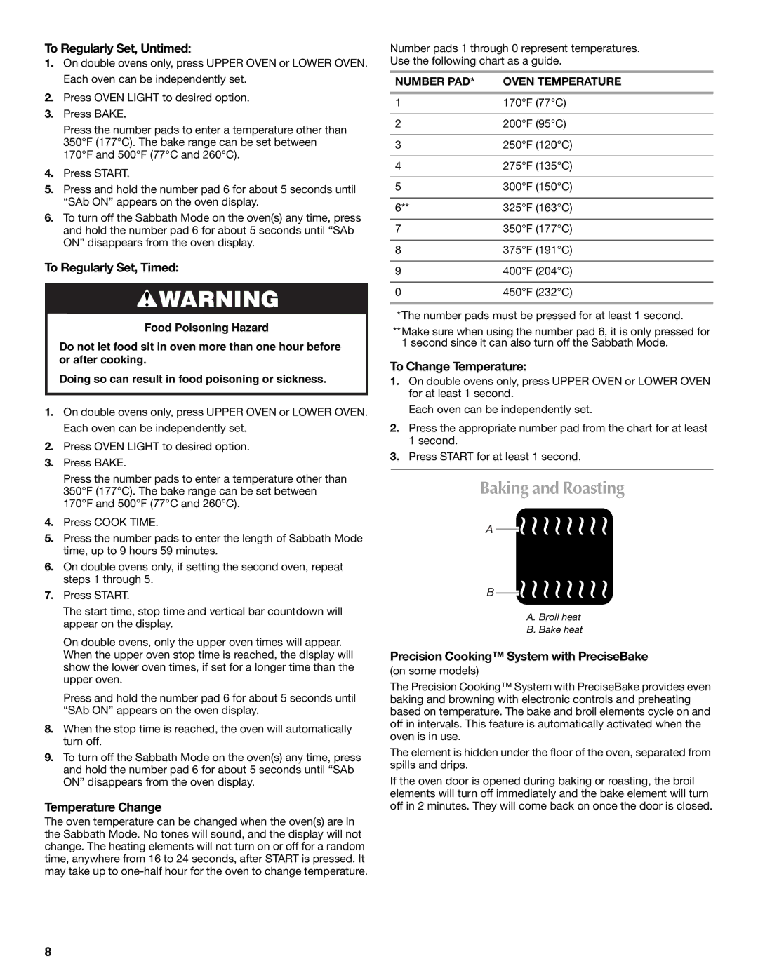 Maytag W10276986B manual Baking and Roasting 