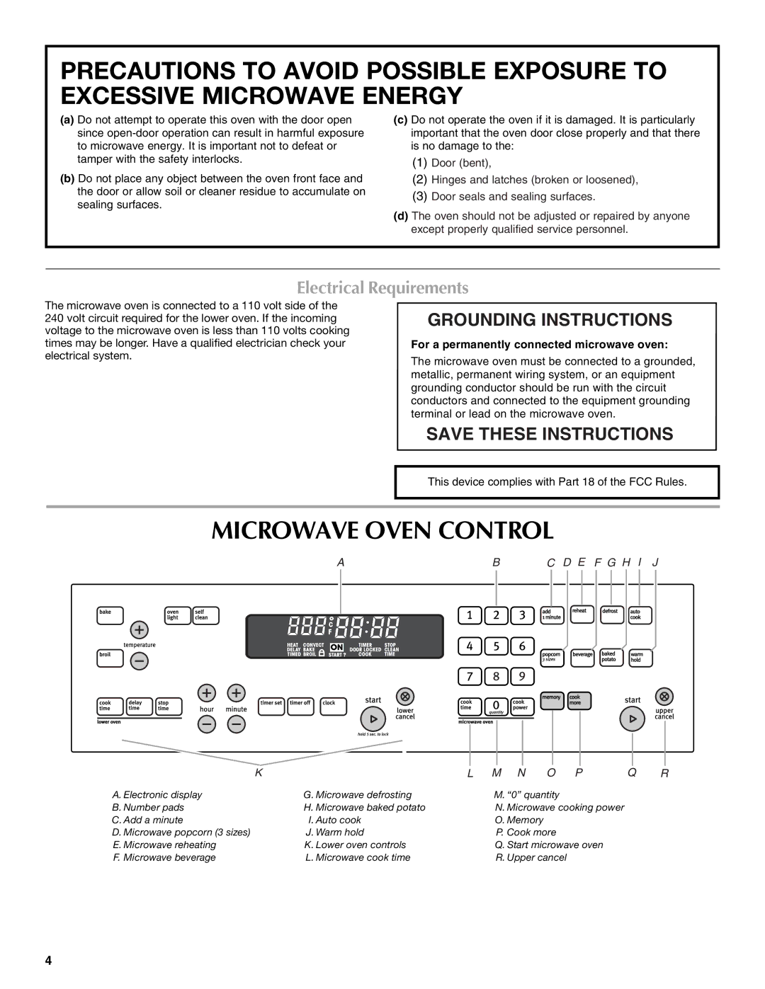 Maytag W10276988A, W10123240 manual Microwave Oven Control, Electrical Requirements 