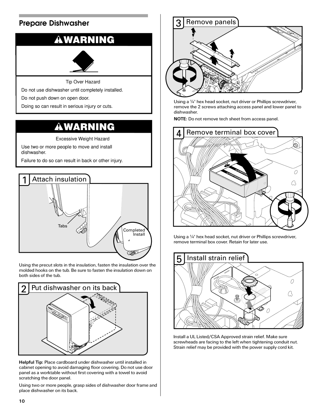 Maytag W10282553A installation instructions Prepare Dishwasher 