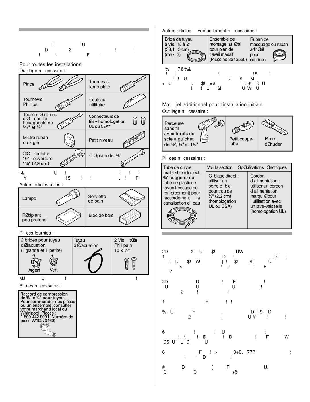 Maytag W10282553A installation instructions Outillage et pièces, Exigences d’emplacement 