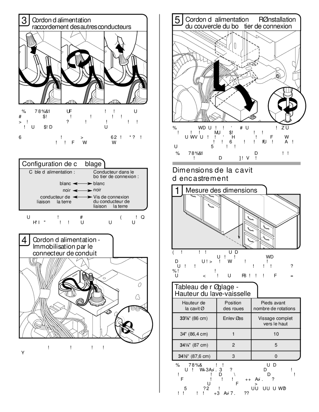 Maytag W10282553A Dimensions de la cavité d’encastrement, Configuration de câblage, Mesure des dimensions 