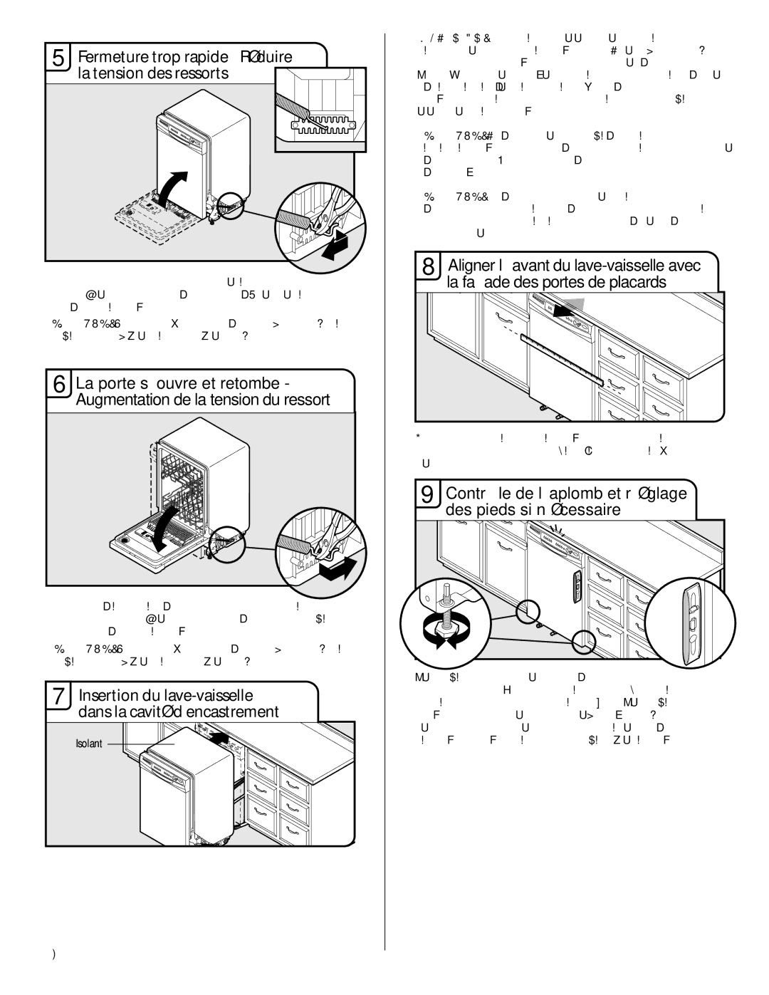 Maytag W10282553A La tension des ressorts, Insertion du lave-vaisselle dans la cavité d’encastrement, Isolant 