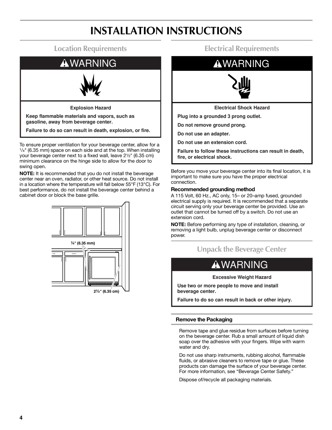 Maytag W10285880A - 8336411962010 manual Installation Instructions, Location Requirements, Electrical Requirements 