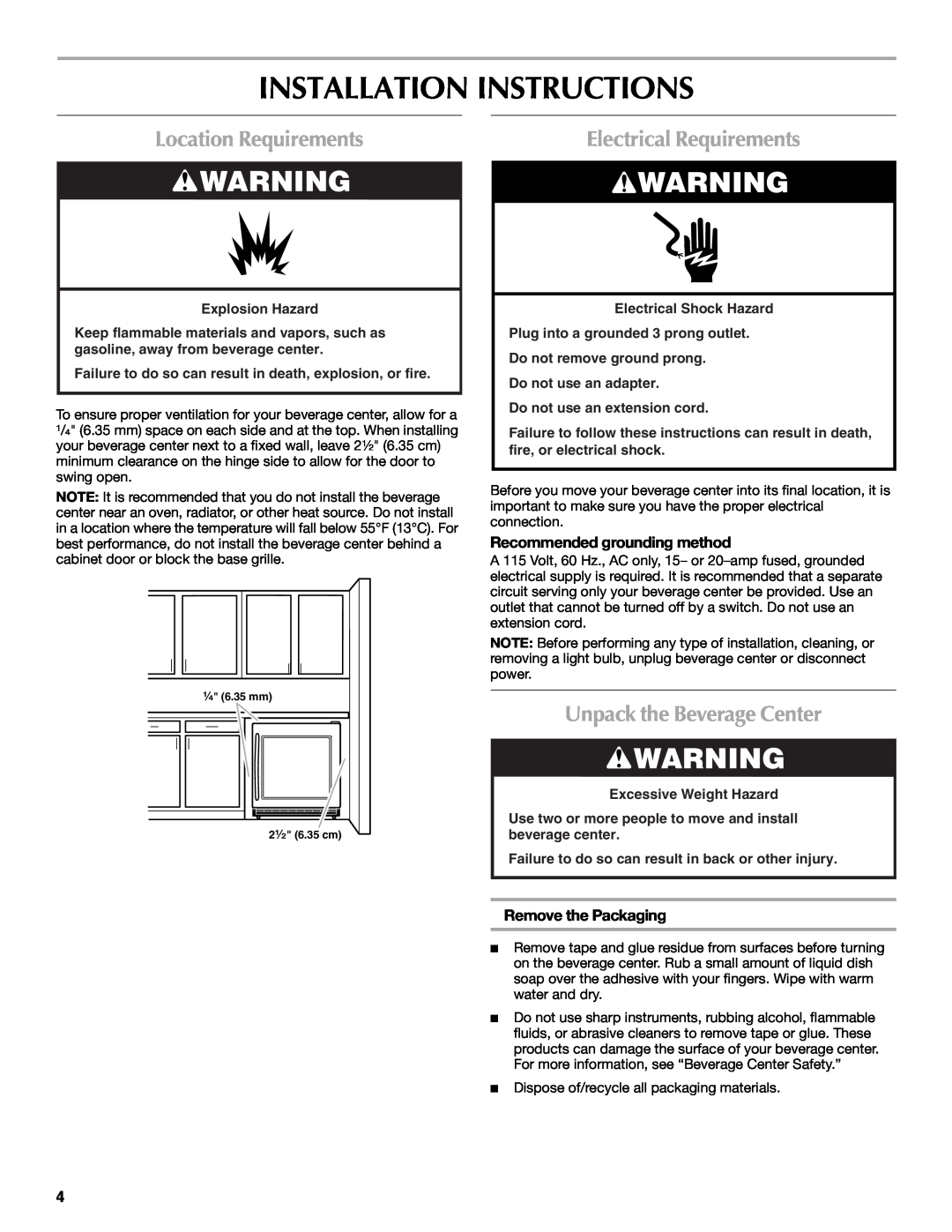 Maytag W10285880A - 8336411962010 manual Installation Instructions, Location Requirements, Electrical Requirements 