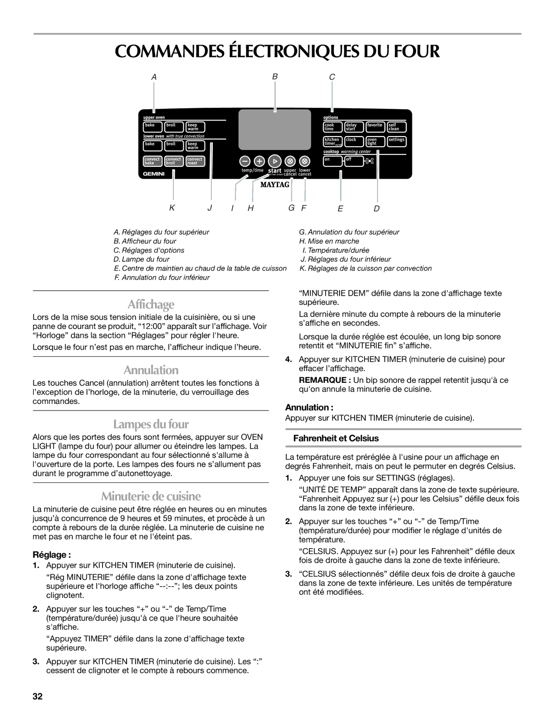 Maytag W10289539A, MET8885XS Commandes Électroniques DU Four, Affichage, Annulation, Lampes du four, Minuterie de cuisine 